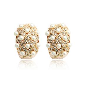 fashion pearl and diamond stud earring 82277