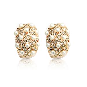 fashion pearl and diamond stud earring 82277