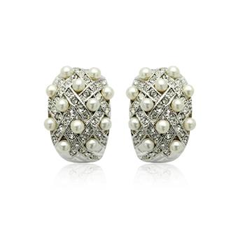 clip on diamond and pearl earring 82277
