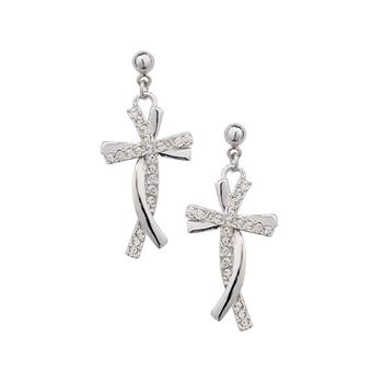 Cross design earring with crystal 120211