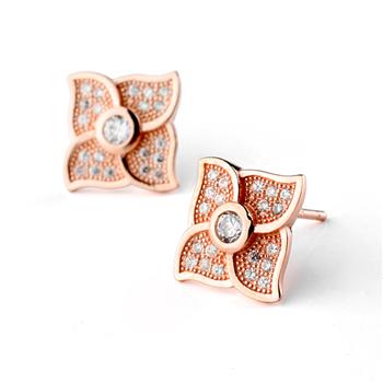 Sterling silver diamond flower earring 710989