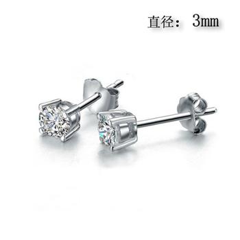 925 silver 3mm diamond earing 710279