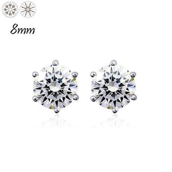 925 silver diamond Heart&amp;Arrows earrings(8mm) 510282