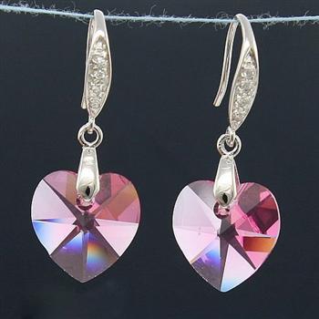 Austria crystal &amp; silver earring (many colors available)