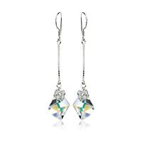 Austria crystal &amp; 925 silver earring (many colors available)