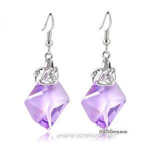 Austria crystal &amp; 925 silver earring 6680