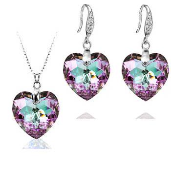 Austria crystal &amp; silver jewelry set(no chain)