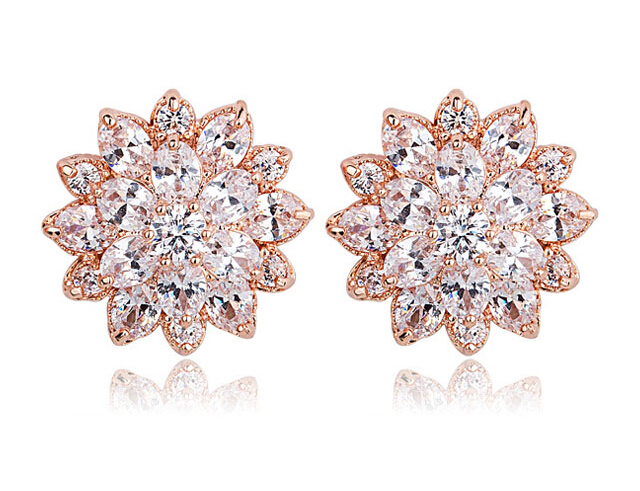 flower zircon earring 208019