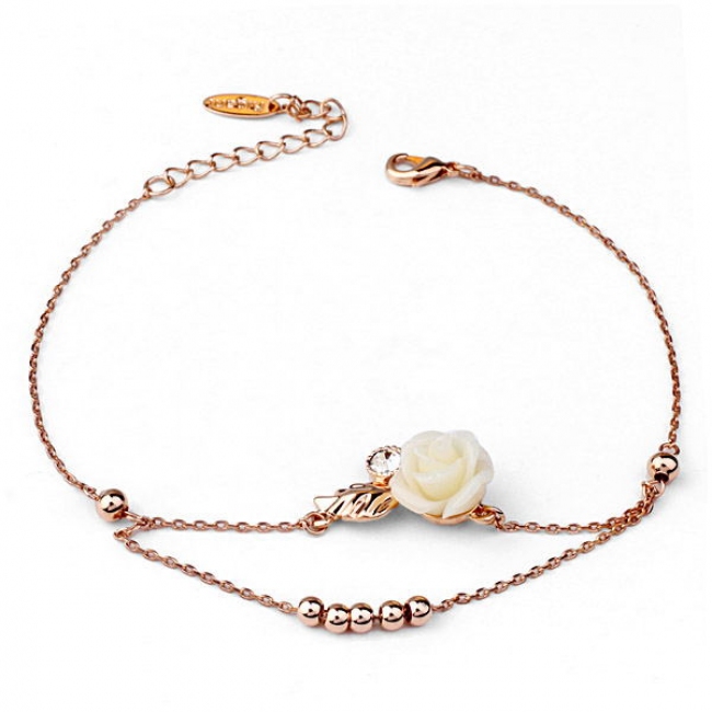 rose anklet with crystal   120104