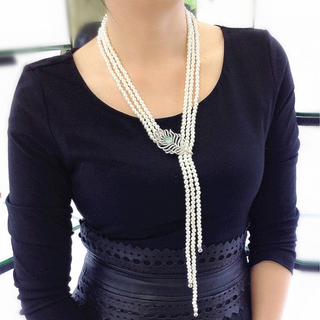 Fashion pearl sweater necklace (adjustable)340183