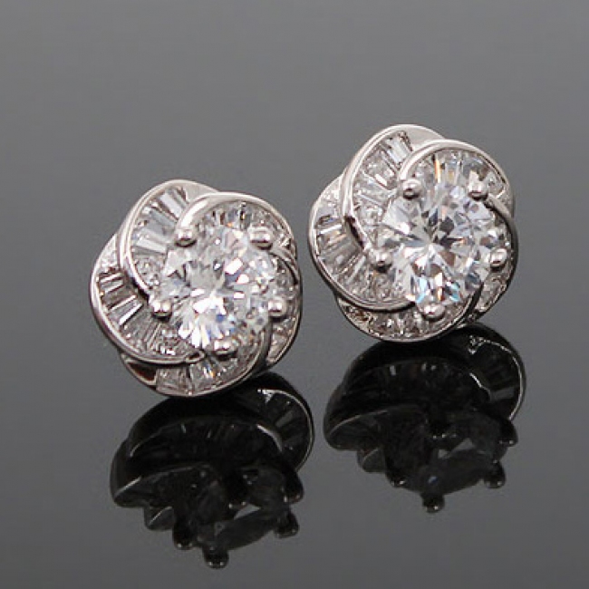 Popular Korean style zircon earrings£¨925 silver stud£©