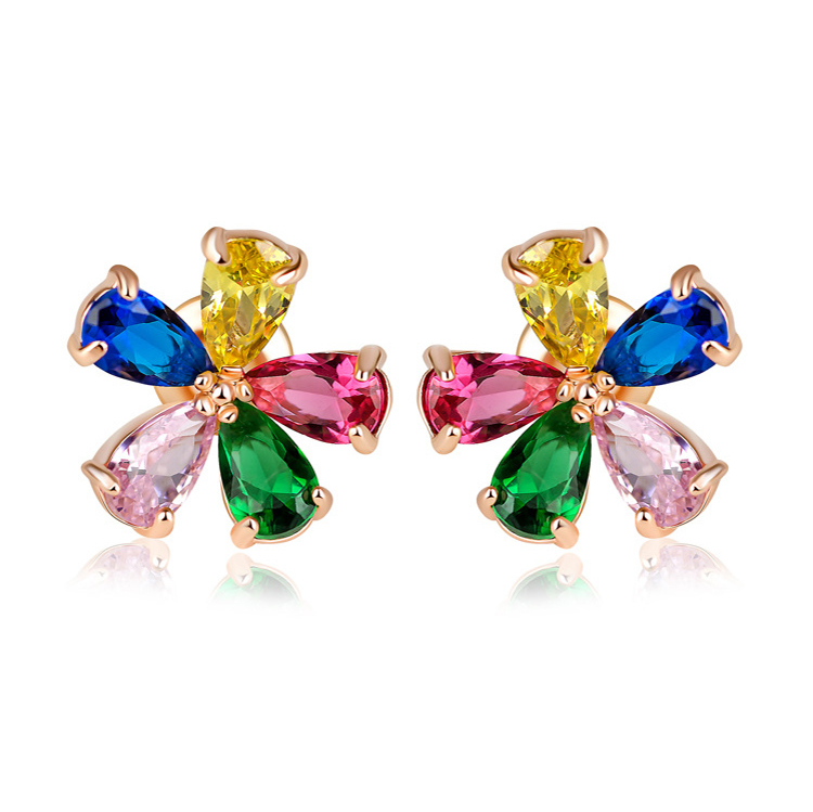 flower zircon earring 208030