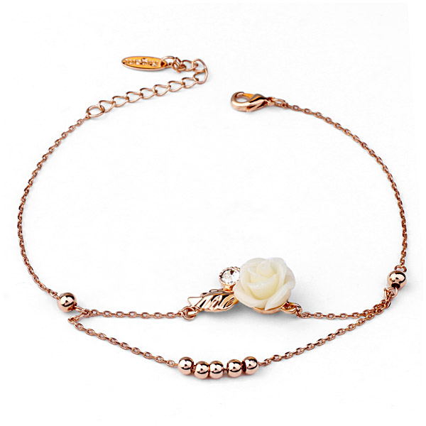 rose anklet with crystal   120104