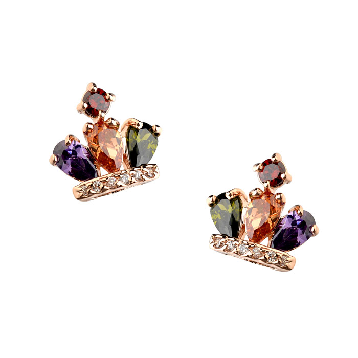 crown zircon earring 87206