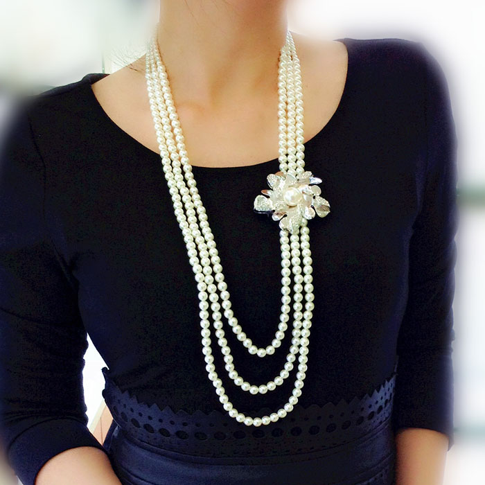Fashion pearl sweater necklace 340186
