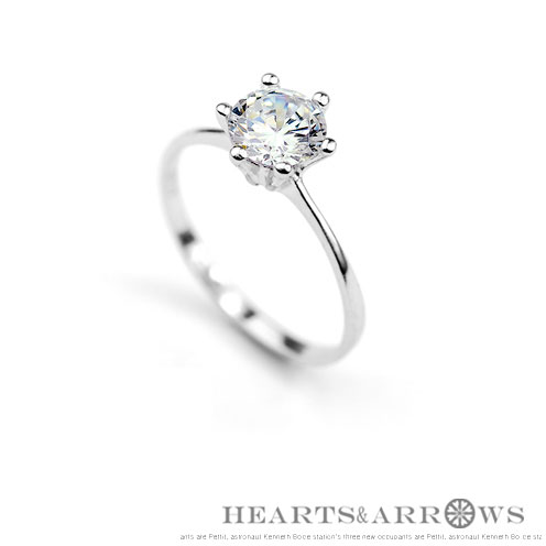 925 silver Heart & Arrows diamond ring 5...