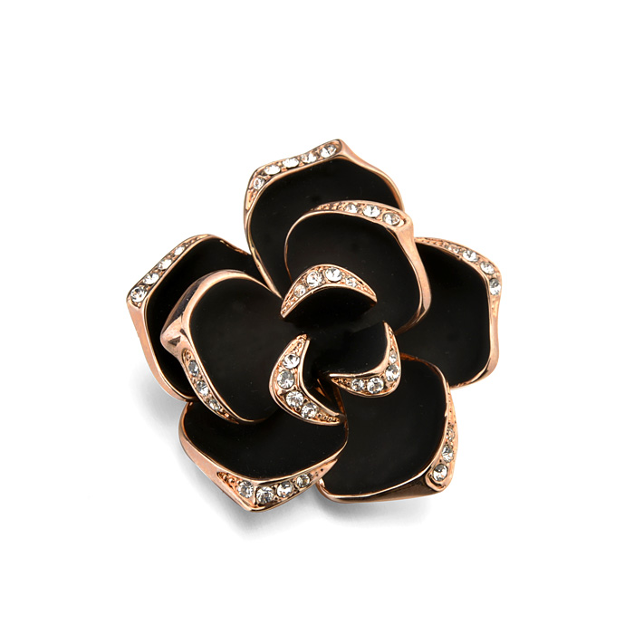 Fashion black rose brooch 350356