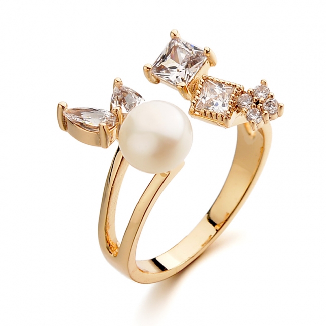 zircon pearl open ring 115641