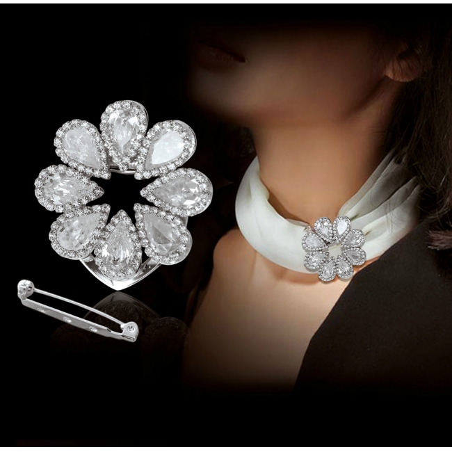 flower zircon brooch 160139