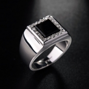 men black stone ring 113635