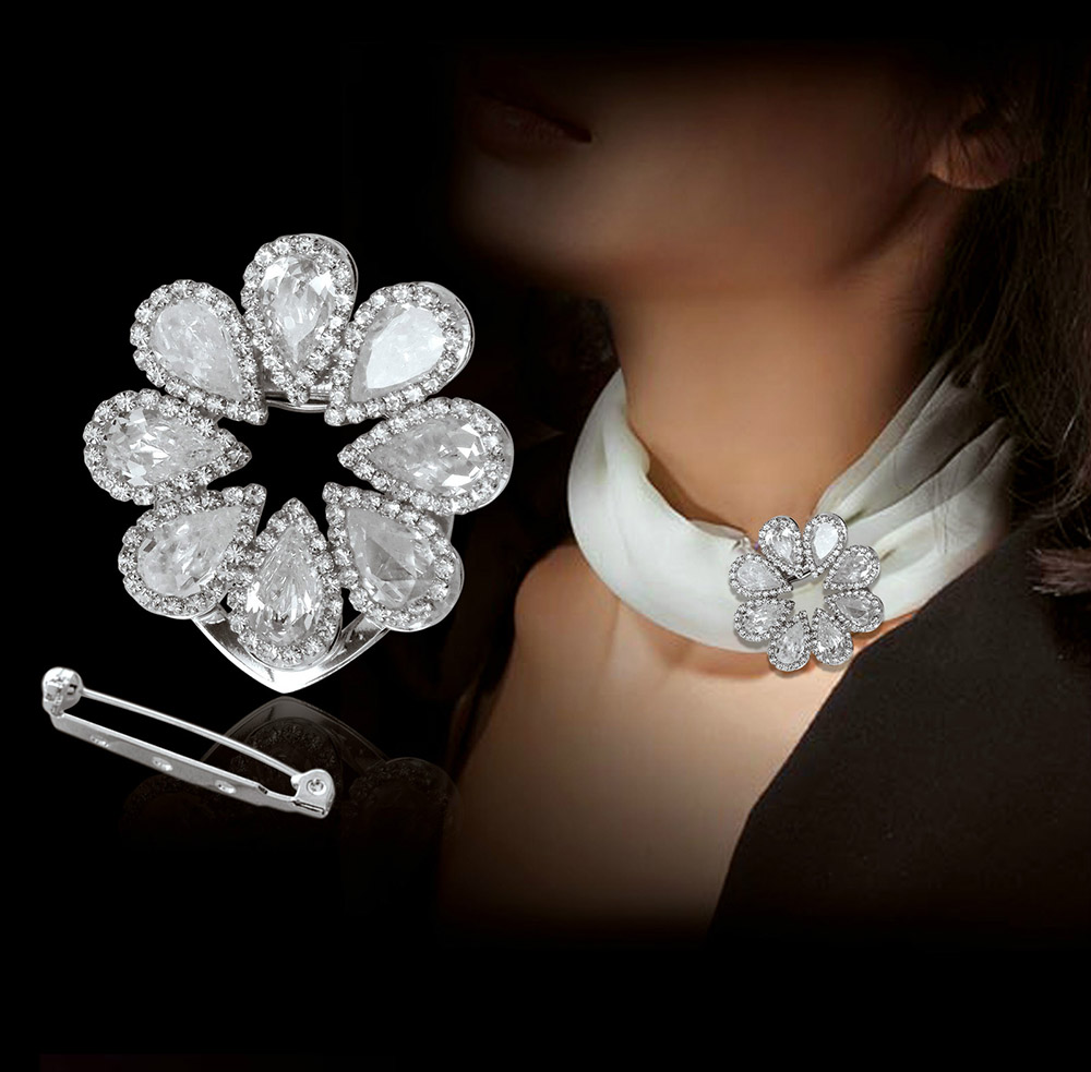 flower zircon brooch 160139